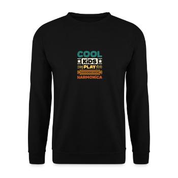 Harmonicist children Cool kids play harmonica - Unisex Sweatshirt - black - Front - Alina (178cm) & Michal (187cm)