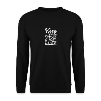 Keep calm and play ukulele - Unisex Sweatshirt - black - Front - Alina (178cm) & Michal (187cm)