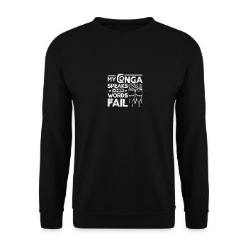 My Conga speaks when words fail - Unisex Pullover - Schwarz - Vorne - Alina (178cm) & Michal (187cm)