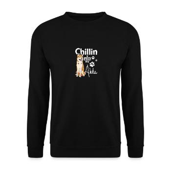 Chillin with my Akita - Unisex Pullover - Schwarz - Vorne - Alina (178cm) & Michal (187cm)