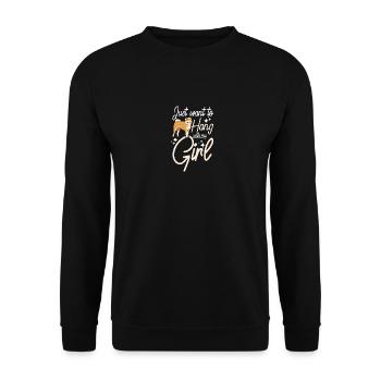 Just want to hang with my akita girl - Unisex Pullover - Schwarz - Vorne - Alina (178cm) & Michal (187cm)