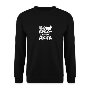 The best therapist is my akita - Unisex Sweatshirt - black - Front - Alina (178cm) & Michal (187cm)