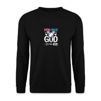 Pink or blue god loves you - Unisex Pullover - Schwarz - Vorne - Alina (178cm) & Michal (187cm)