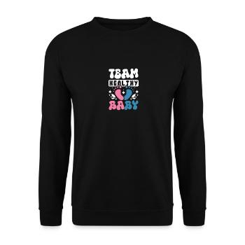 Team healthy baby - Unisex Pullover - Schwarz - Vorne - Alina (178cm) & Michal (187cm)