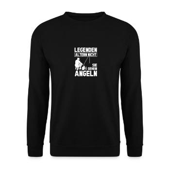 Legends don't age, they go fishing - Unisex Sweatshirt - black - Front - Alina (178cm) & Michal (187cm)