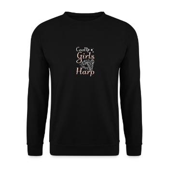 Cool girls play Harp - Unisex Sweatshirt - black - Front - Alina (178cm) & Michal (187cm)