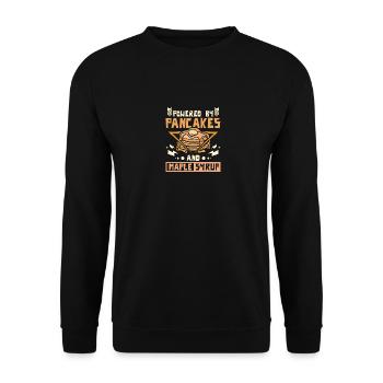 Powered by pancakes and maple syrup - Unisex Sweatshirt - black - Front - Alina (178cm) & Michal (187cm)