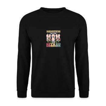 Groovy Flowers Happiness is being a meemaw - Unisex Pullover - Schwarz - Vorne - Alina (178cm) & Michal (187cm)