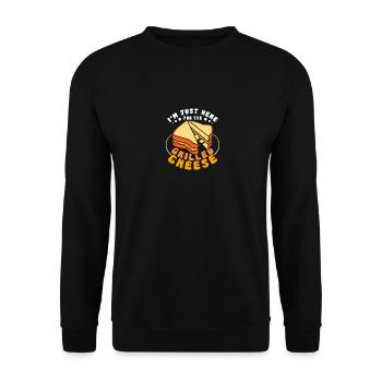 I'm just here for the grilled cheese - Unisex Pullover - Schwarz - Vorne - Alina (178cm) & Michal (187cm)