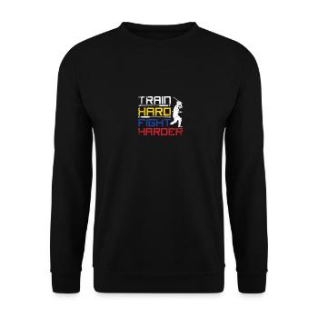 Entraînez-vous dur, combattez plus fort Escrima - Sweat-shirt Unisexe - noir - Devant - Alina (178cm) & Michal (187cm)