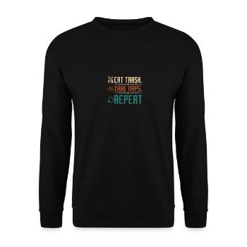 Raccoon eat trash take naps repeat - Unisex Sweatshirt - black - Front - Alina (178cm) & Michal (187cm)