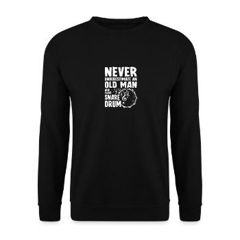 Never underestimate an old man who play snare drum - Unisex Pullover - Schwarz - Vorne - Alina (178cm) & Michal (187cm)