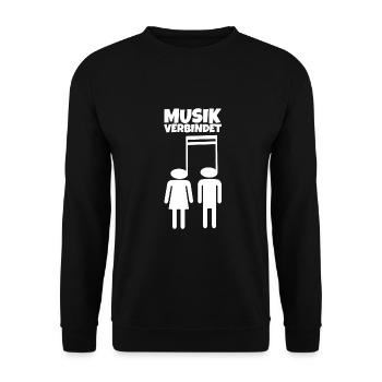 Musik verbindet Musiknoten - Unisex Pullover - Schwarz - Vorne - Alina (178cm) & Michal (187cm)