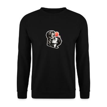 Verliebtes Paar auf Vintage- und minimalistische Weise - Unisex Pullover - Schwarz - Vorne - Alina (178cm) & Michal (187cm)