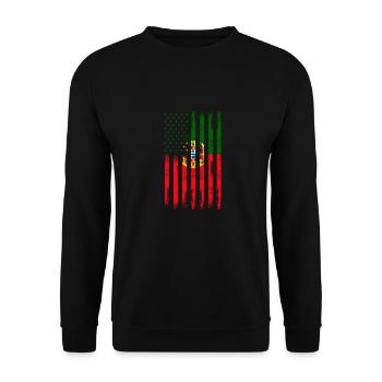 Retro Portuguese American Flag Half Portuguese - Unisex Sweatshirt - black - Front - Alina (178cm) & Michal (187cm)
