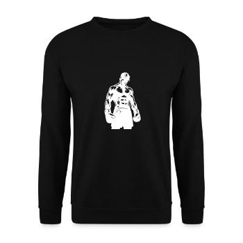 Boxer with gloves in concentrated posture - Unisex Sweatshirt - black - Front - Alina (178cm) & Michal (187cm)