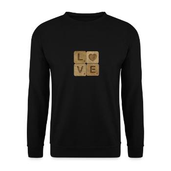 Love sur bois Coeur Lettres - Sweat-shirt Unisexe - noir - Devant - Alina (178cm) & Michal (187cm)