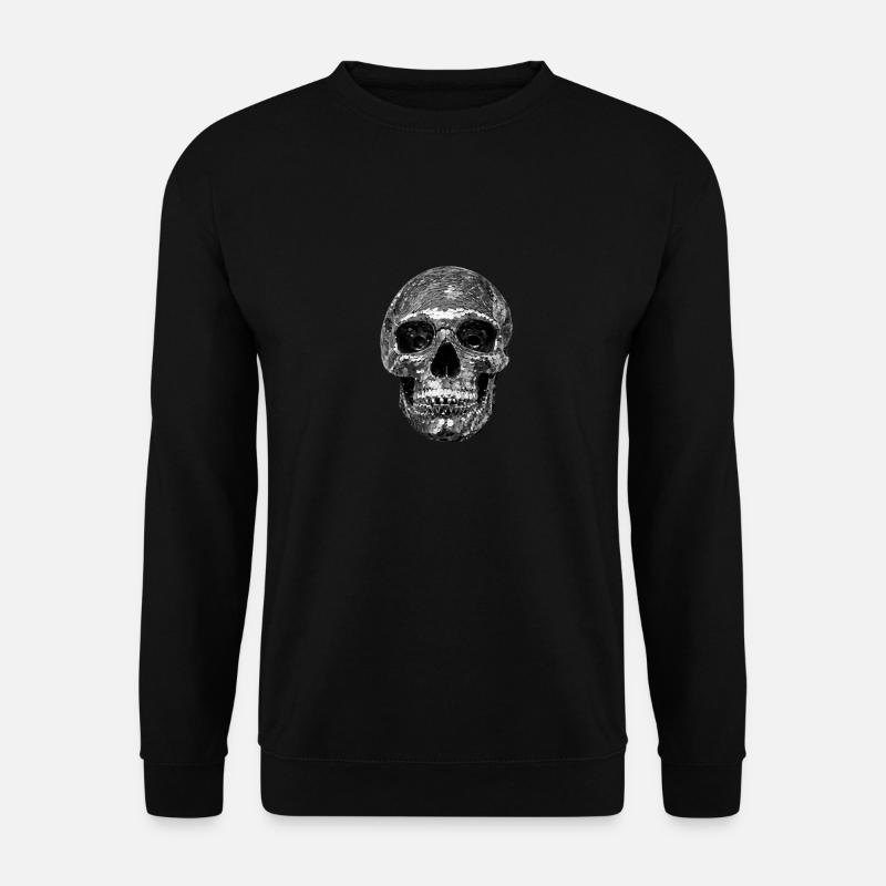 Totenkopf,metallisch,pailletten,nieten,silber - Unisex Pullover - Schwarz