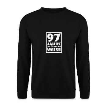 Spruch 97 - Unisex Pullover - Schwarz - Vorne - Alina (178cm) & Michal (187cm)