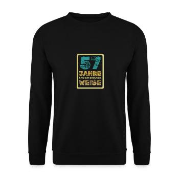 Age 57 - Unisex Sweatshirt - black - Front - Alina (178cm) & Michal (187cm)