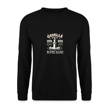 Azubi Ausbildung bestandene Gesellenprüfung 2025 - Unisex Pullover - Schwarz - Vorne - Alina (178cm) & Michal (187cm)