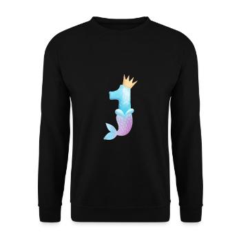 Geburtstag Meerjungfrau Zahl 1 Jahr Alt Baby Kind - Unisex Pullover - Schwarz - Vorne - Alina (178cm) & Michal (187cm)