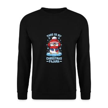 This Is My Christmas Pajama Süßer Pinguin - Unisex Pullover - Schwarz - Vorne - Alina (178cm) & Michal (187cm)