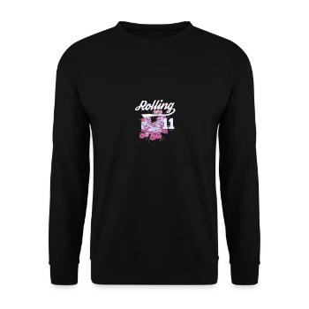 Rouler dans 11 Fête d’anniversaire en patin à roulettes - Sweat-shirt Unisexe - noir - Devant - Alina (178cm) & Michal (187cm)