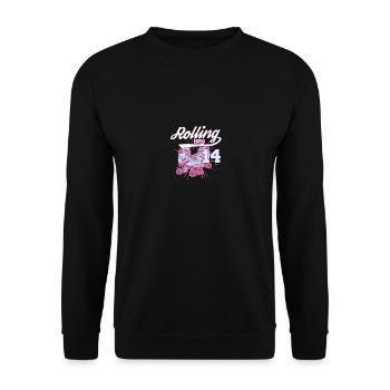 Rouler dans 14 Fête d’anniversaire en patin à roulettes - Sweat-shirt Unisexe - noir - Devant - Alina (178cm) & Michal (187cm)