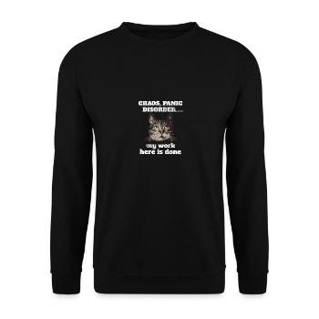Chaos Panic Disorder My Work Here Is Done - Unisex Pullover - Schwarz - Vorne - Alina (178cm) & Michal (187cm)