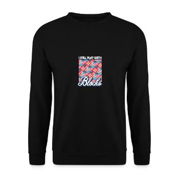 Je joue toujours avec des blocs Funny Quilter Dressmaker - Sweat-shirt Unisexe - noir - Devant - Alina (178cm) & Michal (187cm)