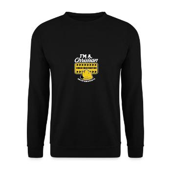Je suis un chrétien en construction Culte du dimanche - Sweat-shirt Unisexe - noir - Devant - Alina (178cm) & Michal (187cm)