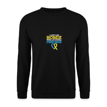 Down Syndrome Awareness Love My With An - Unisex Pullover - Schwarz - Vorne - Alina (178cm) & Michal (187cm)