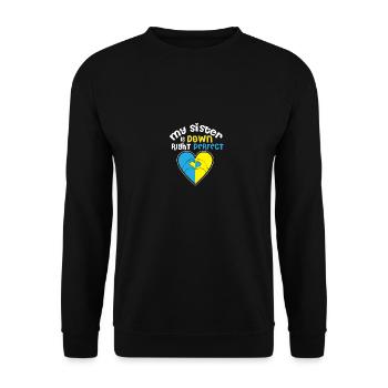 Down Syndrome Proud Sibling My Sister Is Down - Unisex Sweatshirt - black - Front - Alina (178cm) & Michal (187cm)