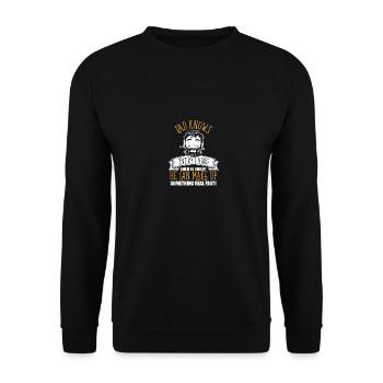Trophy Dad Knows Everything Husband Know It All - Unisex Sweatshirt - black - Front - Alina (178cm) & Michal (187cm)