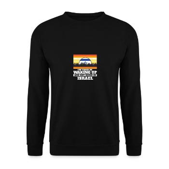 Je suis fatigué de me réveiller et de ne pas être en Israël - Sweat-shirt Unisexe - noir - Devant - Alina (178cm) & Michal (187cm)