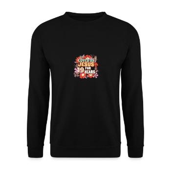 Loved By Jesus For 19 Years 19th Birthday - Unisex Pullover - Schwarz - Vorne - Alina (178cm) & Michal (187cm)