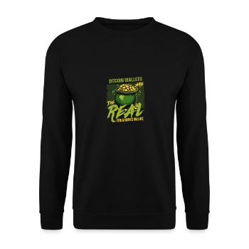 St. Patricks Day Bitcoin Wallets: Die wahren Schätze - Unisex Pullover - Schwarz - Vorne - Alina (178cm) & Michal (187cm)