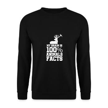 My Brain Is 100% Animal Facts Animal Lover Animal - Unisex Pullover - Schwarz - Vorne - Alina (178cm) & Michal (187cm)
