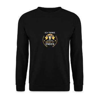 Ich trinke Bier nur an tagen die mit G enden - Unisex Pullover - Schwarz - Vorne - Alina (178cm) & Michal (187cm)