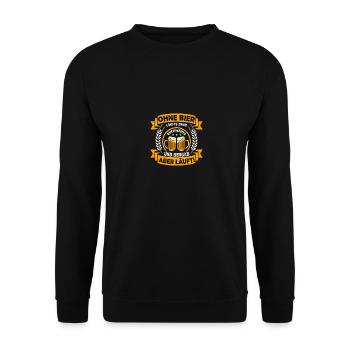 Ohne Bier läufts zwar Rückwärts und Bergab - Unisex Pullover - Schwarz - Vorne - Alina (178cm) & Michal (187cm)