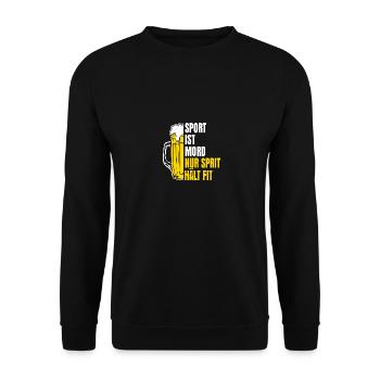 Sport ist mord nur sprit hält fit - Unisex Pullover - Schwarz - Vorne - Alina (178cm) & Michal (187cm)