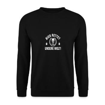 Bier rettet unsere Welt - Unisex Pullover - Schwarz - Vorne - Alina (178cm) & Michal (187cm)