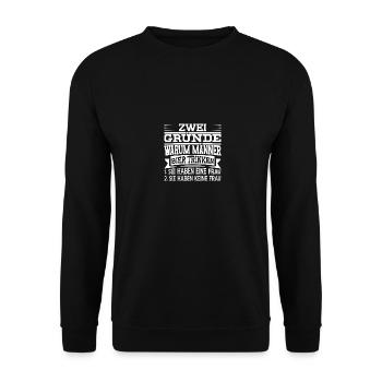 Zwei Gründe warum Männer Bier trinken - Unisex Pullover - Schwarz - Vorne - Alina (178cm) & Michal (187cm)