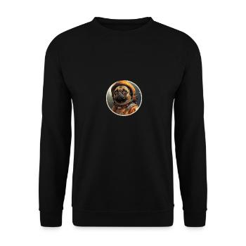 Mops Austronaut - Unisex Pullover - Schwarz - Vorne - Alina (178cm) & Michal (187cm)