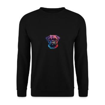 Mops in verschiedenen Farben - Unisex Pullover - Schwarz - Vorne - Alina (178cm) & Michal (187cm)