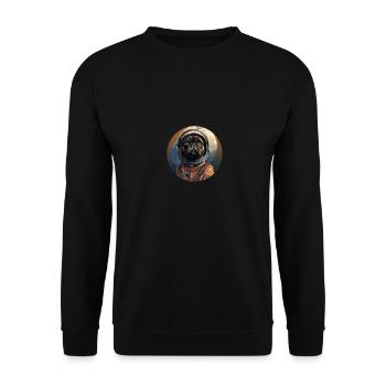 Mops Austronaut - Unisex Pullover - Schwarz - Vorne - Alina (178cm) & Michal (187cm)