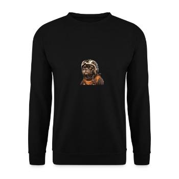 Mops Pilot - Unisex Pullover - Schwarz - Vorne - Alina (178cm) & Michal (187cm)