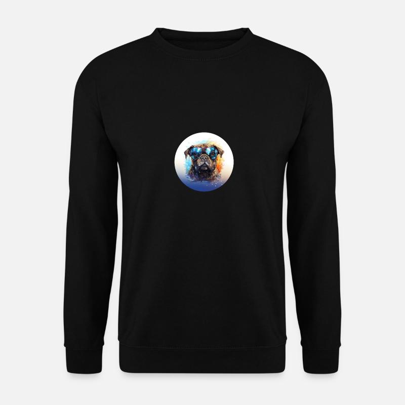Mops mit Sonnenbrille - Unisex Pullover - Schwarz