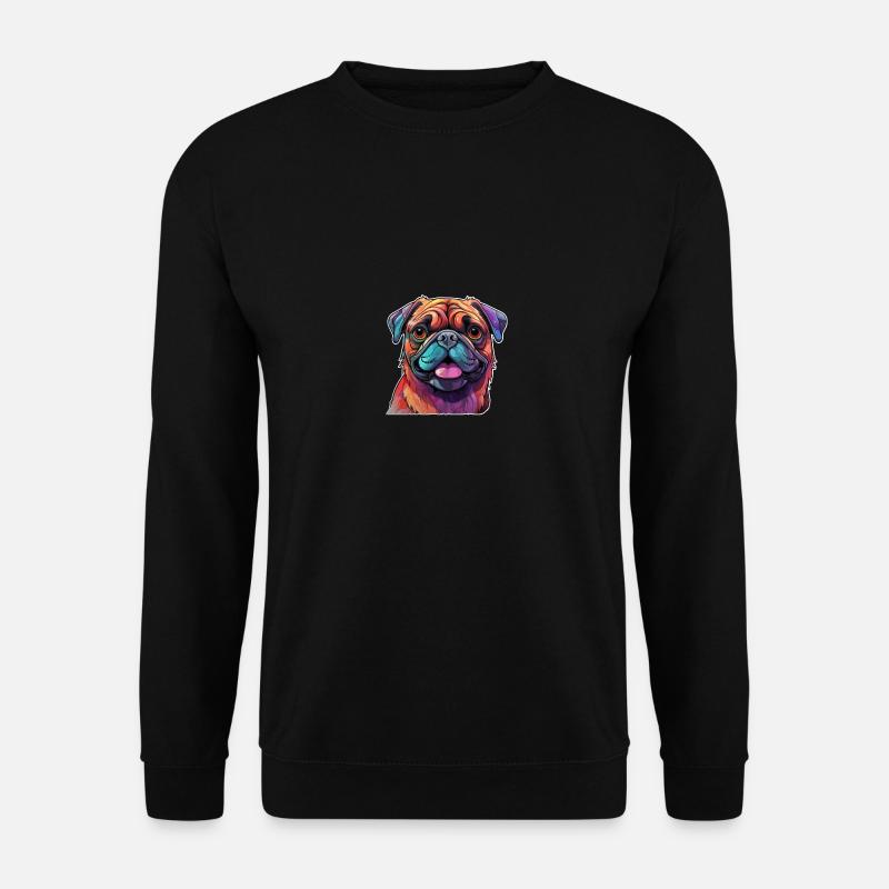 Mops farbenfroh - Unisex Pullover - Schwarz